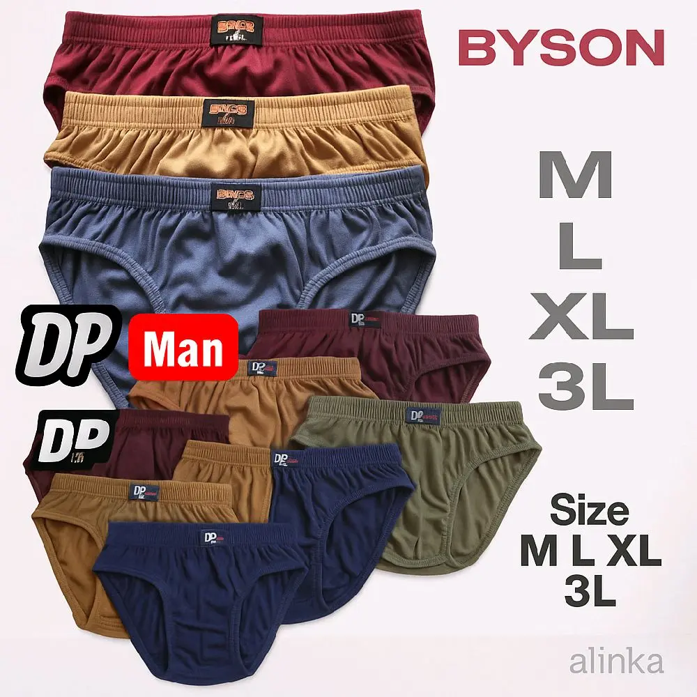 BYSON Paket 12 pcs DP Man Celana Dalam Segitiga Pria Dewasa Boxer Cowok Katun Lembut Nyaman Remaja Pendek CD Motif Size M L XL 3L