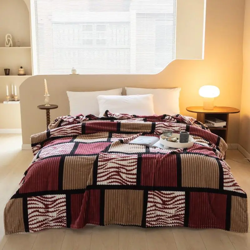 Selimut Bulu Halus 180X200 Motif Embos 3D Salur Abstrak Keren Terlaris Murah Asriyasashii  Berkualitas Kado 2
