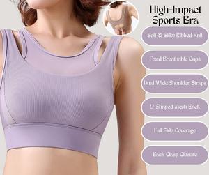 High-Impact Seamless Sports Bra – Fixed Cups, Shockproof, Push-Up, Stylish Back Clasp [YA61]