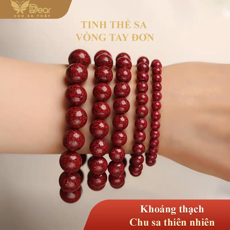 Vòng tay Chu Sa Tinh Thể Sa Vòng Đơn Trang Sức Đá Quý Cao Cấp Chu Sa Tự Nhiên Phong Cách Thanh Lịch Phù Hợp Đeo Hằng Ngày Hàng Mới Về Xu Hướng Tiktok Dear Fashion Jewelry