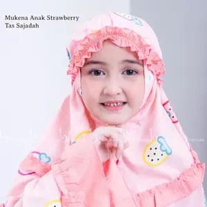 Mukena Anak Setroberi Salem Motif,MUKENA ANAK LUCU,MUKENA ANAK VIRAL