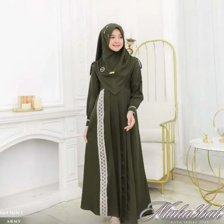 Gamis Anak Perempuan Remaja Tanggung Usia 5 -15 Tahun Terbaru Alika Dress Bahan Cerinkle Airflow Sudah Termasuk Hijab - Baju  Muslim Lebaran 2