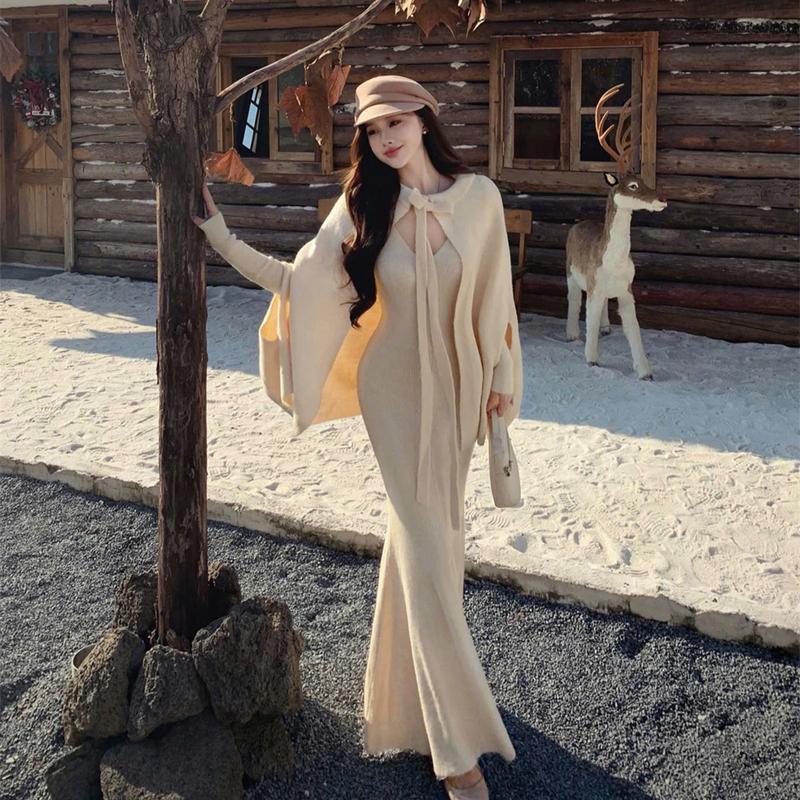 C39 Hàng QC sét len mềm mịn 2 món gồm áo choàng và váy boy kiểu choàng bạch tuyết hàng quảng châu cao cấp