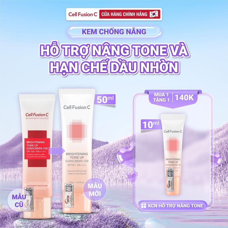 Kem Chống Nắng Hỗ Trợ Nâng Tone & Hạn Chế Dầu Nhờn Cell Fusion C Brightening Tone Up Sunscreen 100 SPF50+/PA++++