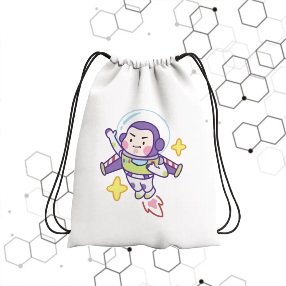 Tas Serut Putih Anak Toy Story  Bahan Blacu Ukuran 30cm x 38cm
