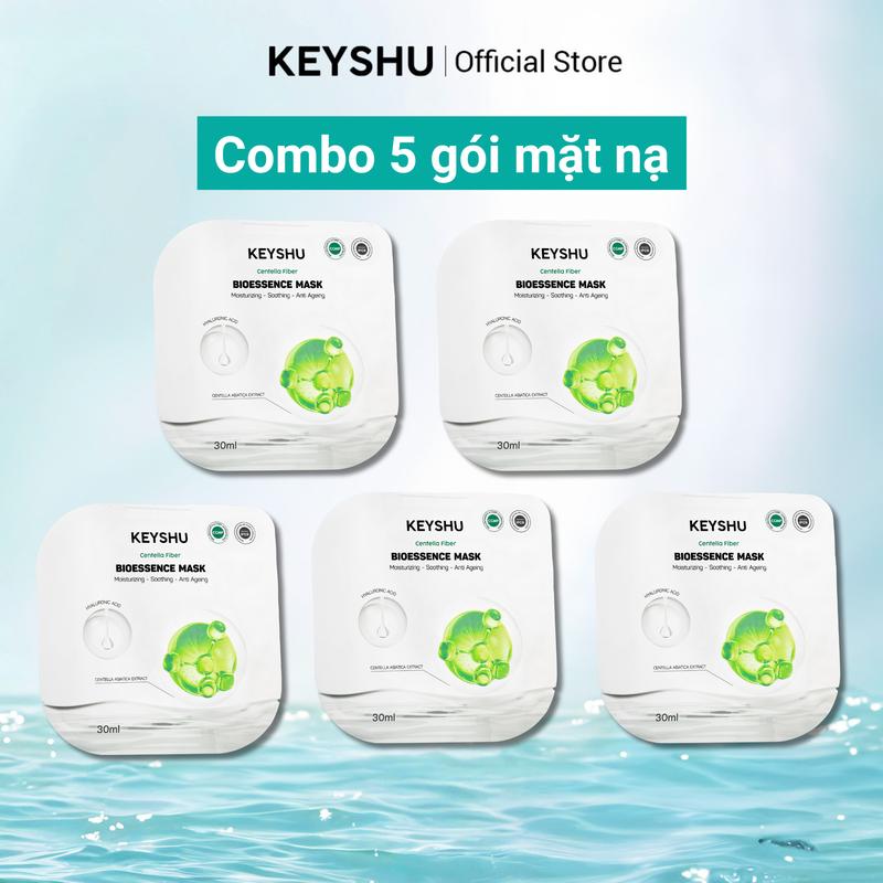  Combo 5 Miếng Mặt Nạ Sợi Xơ Rau Má Centella Fiber KEYSHU Dưỡng Ẩm Làm Mềm Da Hỗ Trợ Ngăn Ngừa Lão Hóa 