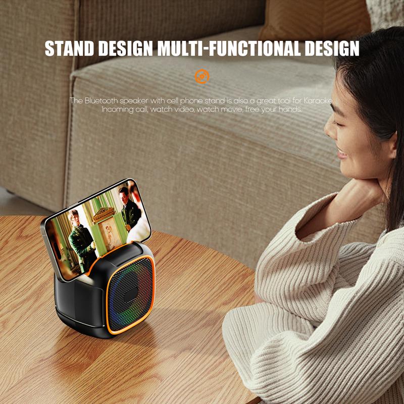 Mini Wireless Bluetooth Speaker Bass Charge Stereo Sound Outdoor Indoor Loudspeaker 360 Stereo With phone holder