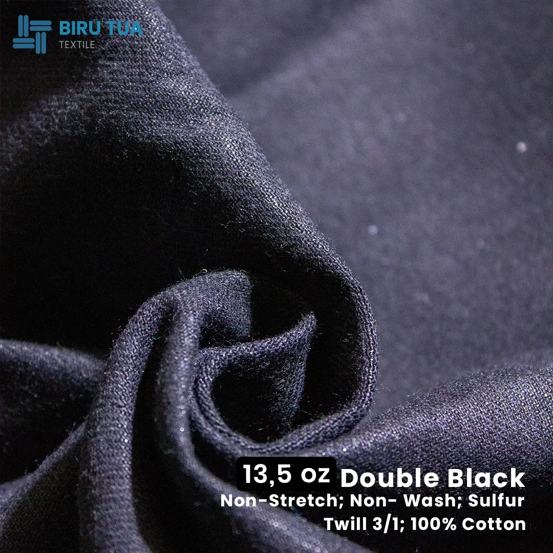 Bahan Jeans Denim Tebal 13.5 Oz Katun Non Wash Double Black Celana / Jaket Jeans - 0,5 YARD (45 cm)