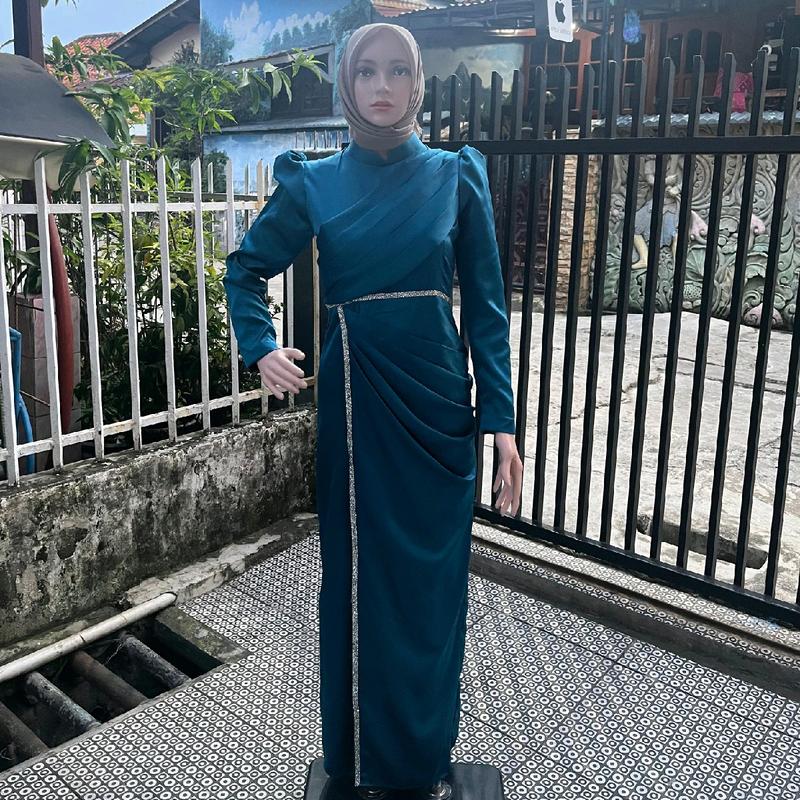 Salsa Dress - Dress kondangan kekinian - dress turki - dress lebaran - dress Bridesmaid -Gamis Pesta Wanita Muslim Gaun Remaja Simple Mewah - dress Satin Payet Rempel 2