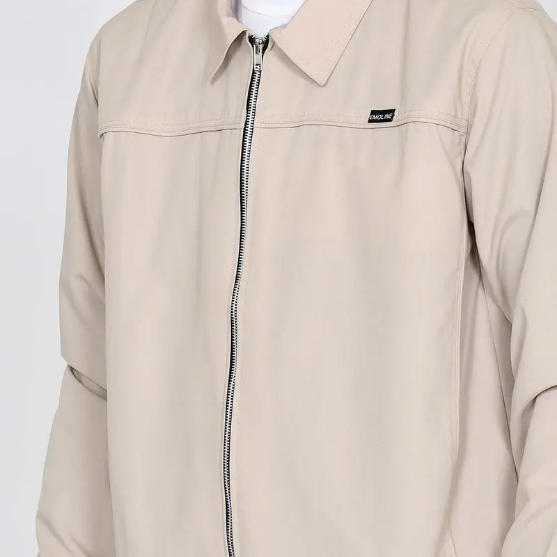 Emoline Trucker Jacket Cream - Jaket Trucker Unisex Cream Emoline 2