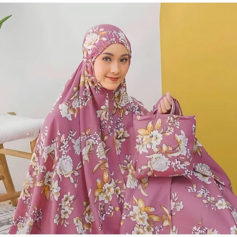 Mukena Dewasa Katun Premium Bunga Sakura Travelling Mewah Mukena Adem Motif Katun Bali Mukenah Muslim Renda Cantik Wanita Nyaman viscose rayon zura pink 6