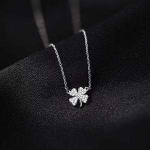 Vòng cổ cỏ bốn lá may mắn nạm kim cương phiên bản Hàn Quốc dành cho nữ, thiết kế sang trọng nhẹ nhàng, dây chuyền xương đòn tính khí nổi tiếng trên mạng Nhật Bản và Hàn Quốc