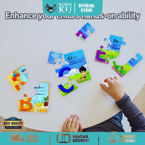 Kartu Puzzle Edukasi Anak Belajar Alfabet Bahasa Edukatif Mainan Anak Latihan Huruf Angka Hadiah Kado Ulang Tahun Toys 4