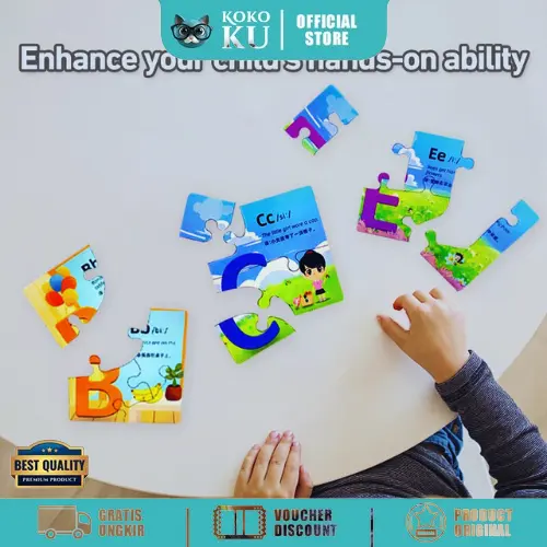 Kartu Puzzle Edukasi Anak Belajar Alfabet Bahasa Edukatif Mainan Anak Latihan Huruf Angka Hadiah Kado Ulang Tahun Toys 3