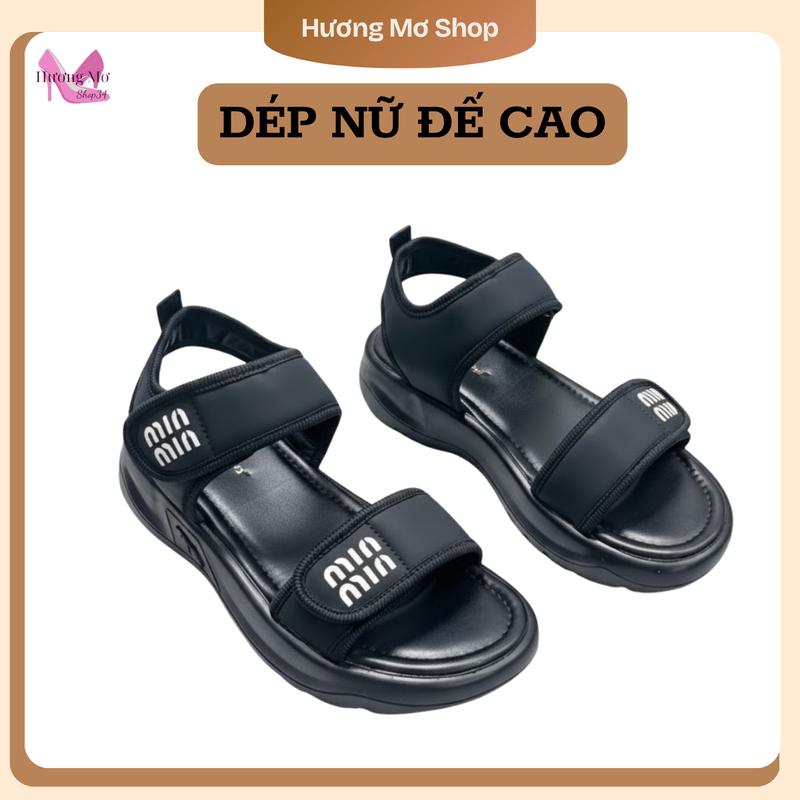 Dép Sandal Nữ Quai Da Mềm Đế Cao 3cm Nhẹ Êm Đi Lâu Không Đau Chân Slipper
