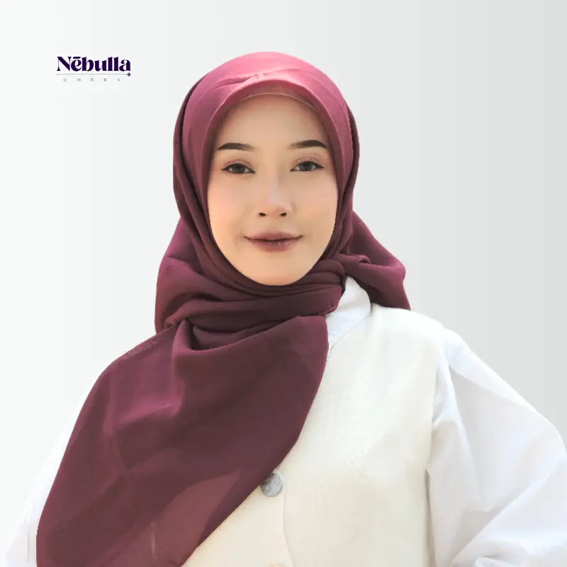 BUY 1 GET 1 Nebulla Umbra   Wine Kerudung Plain Square Premium Polycotton 0
