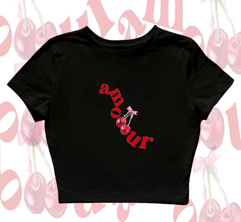 Baju Kaos Amour Croptop Wanita Lengan Pendek - Baby Tee - Katun 1