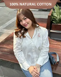 Bigissimo In Cotton - Bunny Shirt | Atasan Wanita Kemeja Kantor Basic Stripe Big Size Jumbo