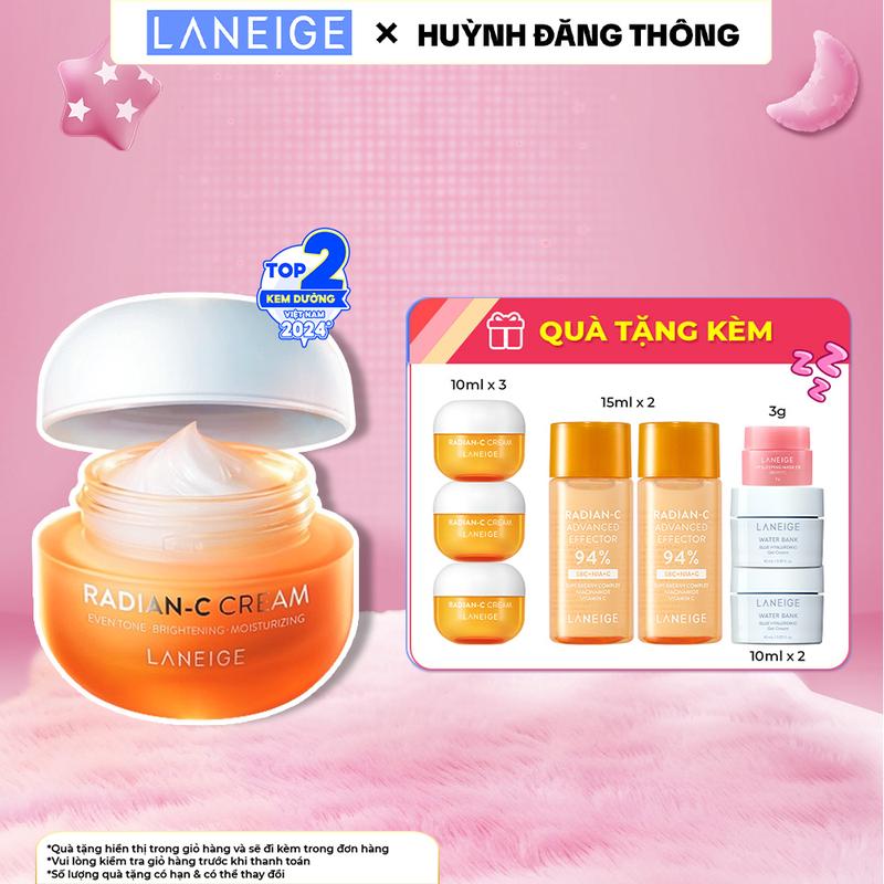 LANEIGExHUỲNH ĐĂNG THÔNG Kem dưỡng giúp hỗ trợ làm đều màu da mờ thâm sạm LANEIGE Radian-C Cream 50ml Skincare Làm Đẹp Da Dưỡng Ẩm Da Vitamin C