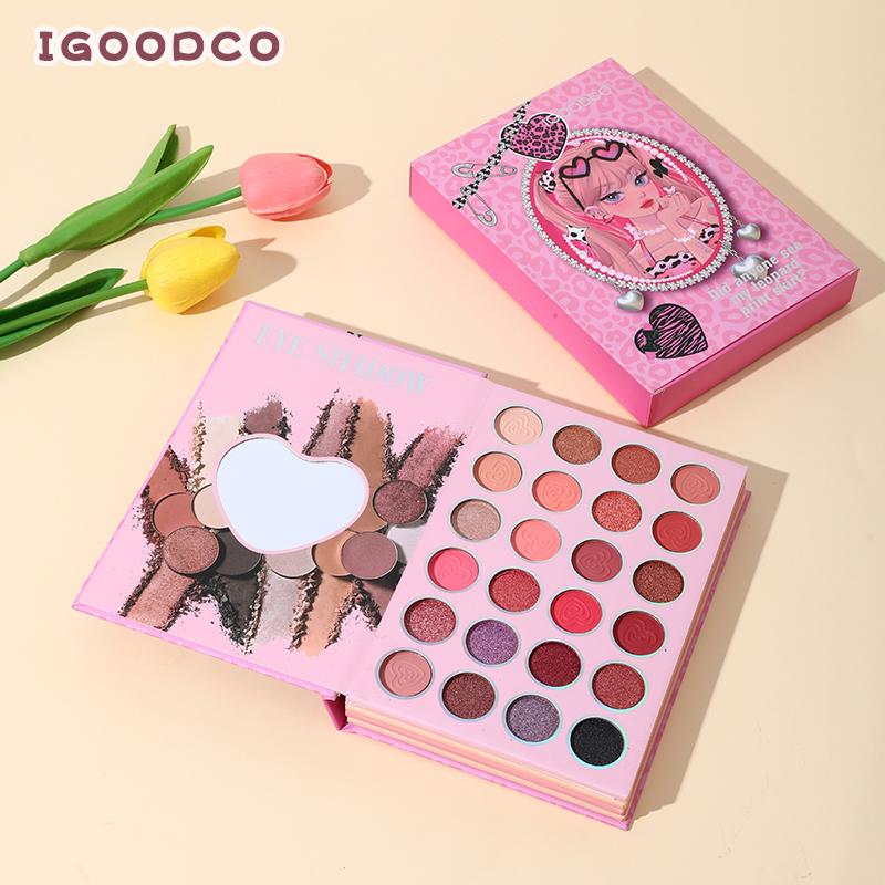 IGOODCO 43 Warna bayangan mata Plat Glitter Powder Cosmetics Women Funny Cover Book Frosted Glitter Powder Sequins Eye Makeup Palette eye shadow 4