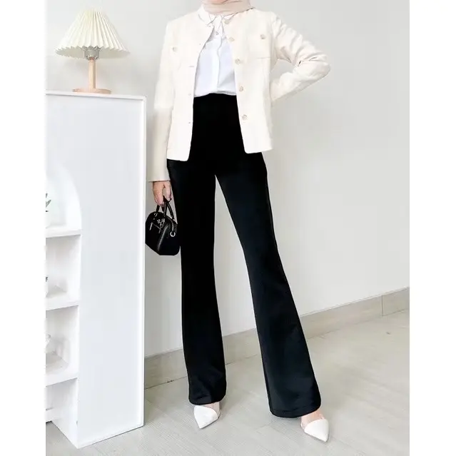 RAVEENA -  Flare Pants Higwaist Cutbray - Celana Panjang Wanita - Celana Wanita Terbaru -Celana Cutbray Wanita//Celana Wanita Kekinian//Celana Skuba//Celana Scuba 0