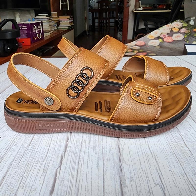 Sandal Nam Da bò Cao cấp TONAVY Đế Kếp Đúc Khâu May Quai Đế Chắc Chắn Mã Audi V12