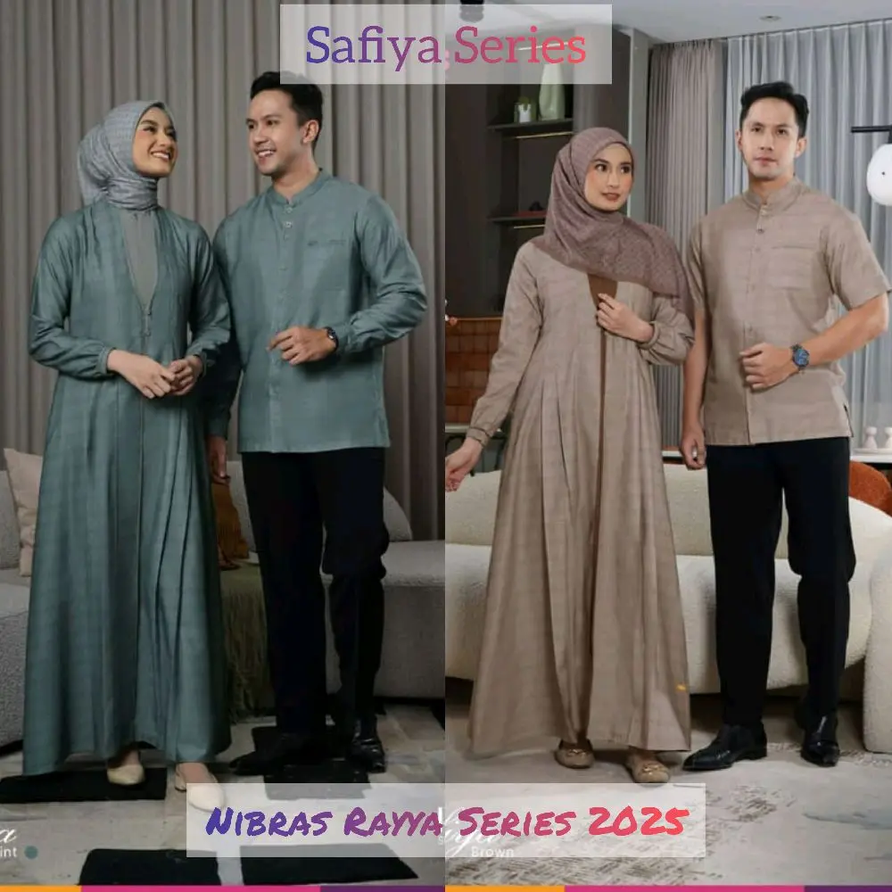 NIBRAS RAYYA SERIES 2025 SAFIYA MINT dan SAFIYA BROWN // Sarimbit Keluarga RAYYA SERIES 2025 SAFIYA // sarimbit Terbaru Safiya Mint Dan Safiya Brown - Gamis Muslim Dewasa - Baju Couple Nibras Terbaru - Baju Lebaran Terbaru