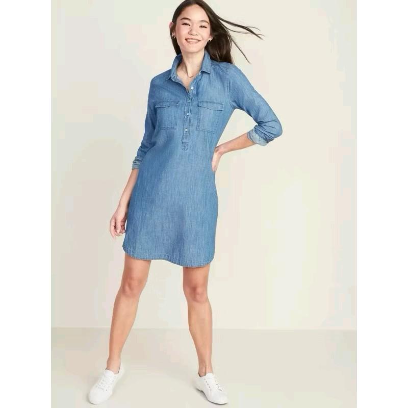 Relaxed Chambray Classic Shirt for Women denim Blouse Jeans label cut / gunting 3