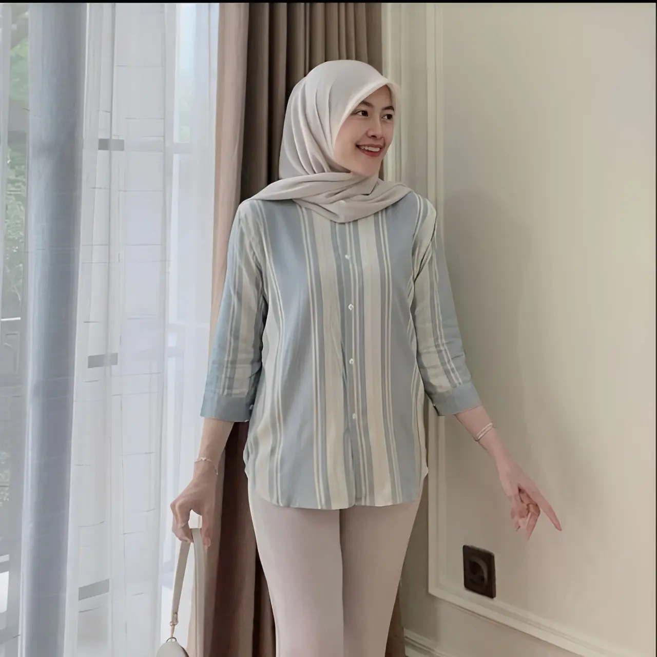 DAILY TOP SALUR // KEMEJA WANITA RAYON SALUR OVER SIZE LENGAN 3/4 LD 120