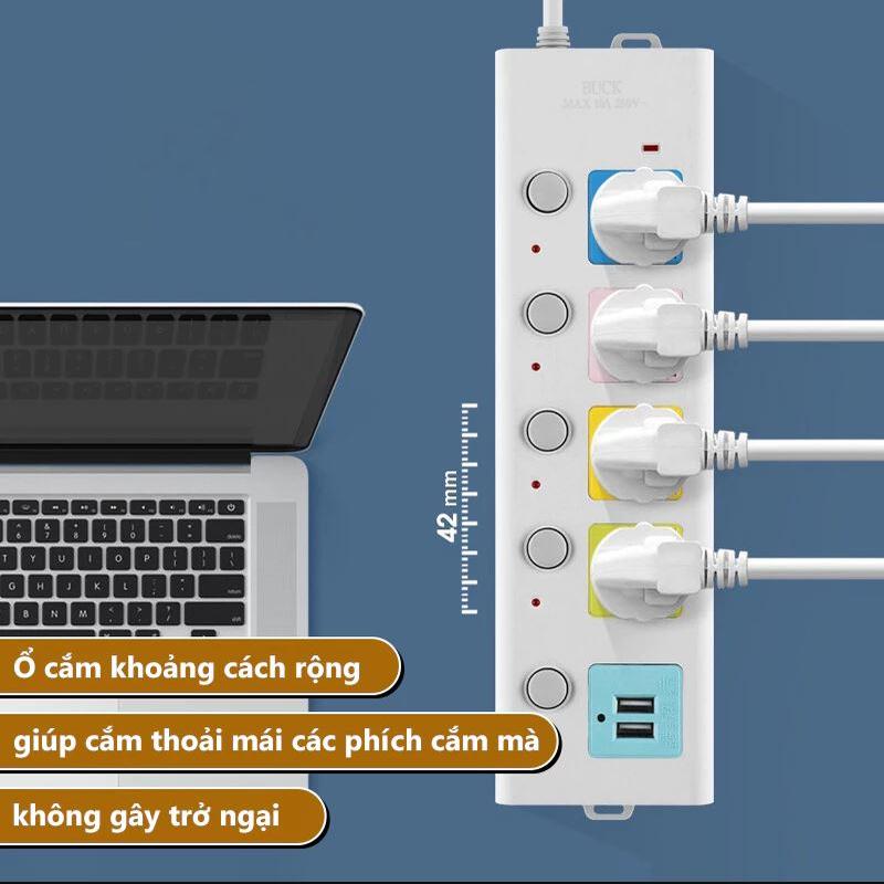 Ổ cắm điện đa năng - Có công tắc + đầu cắm USB - Tiện lợi 6