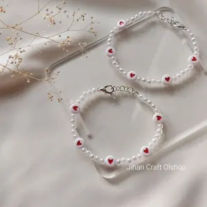 Gelang Love Merah Mutiara / Beads Bracelet / Gelang Manik