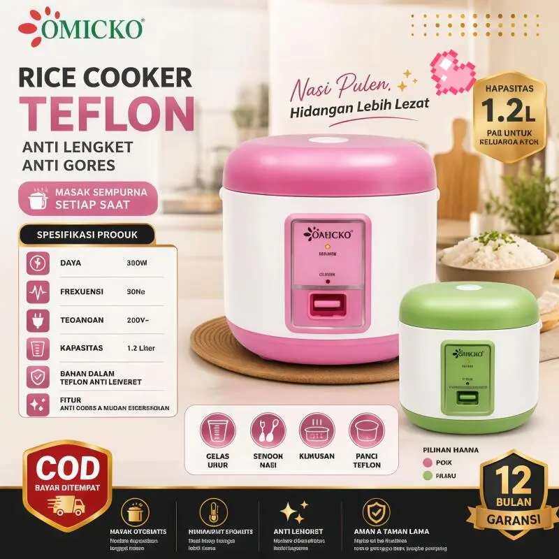 OMICKO MC101PL Magic Com 3in1 Ada Pilihan Kapasitas 1.2L dan 1.8L Hemat Energi Rice Cooker Praktis Rumah Tangga Bayar Ditempat Bisa COD ricecooker mecoo