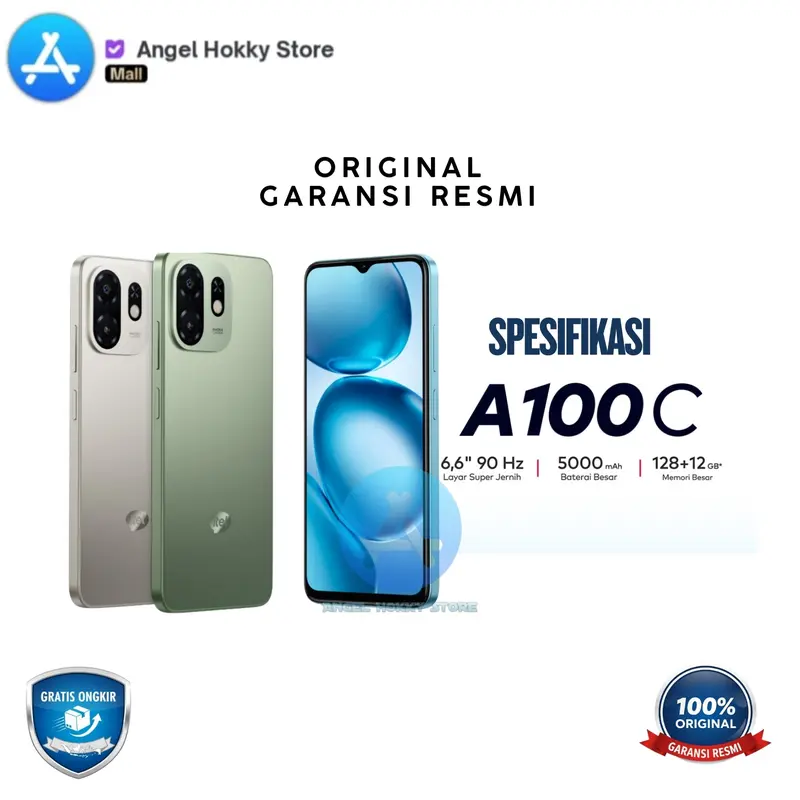 ITEL A100C RAM 4+8GB/ 64GB ROM ORIGINAL GARANSI RESMI Spesifikasi 6.6" 90 Hz Layar Super Jernih 5000mAh Baterai Besar 128+12 MP Kamera Belakang