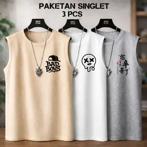 Singlet Pria Dewasa 3Pcs Hemat 50Ribuan Bahan Katun Lembut Tersedia 4 Ukuran M L XL XXL Cocok untuk Gym dan Santai