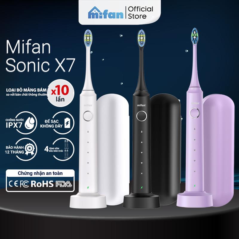 Bàn Chải Điện MIFAN Sonic X7- Máy đánh răng sóng âm công nghệ Đức - Tặng kèm 4 đầu thay thế