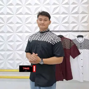 Baju Koko Pria Dewasa Lengan Pendek Motif Catur