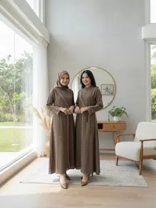 Elsyra Abaya Muslim - Gamis Abaya Swaroski manik  Dress Lebaran Terbaru 2026 - Layer Depan