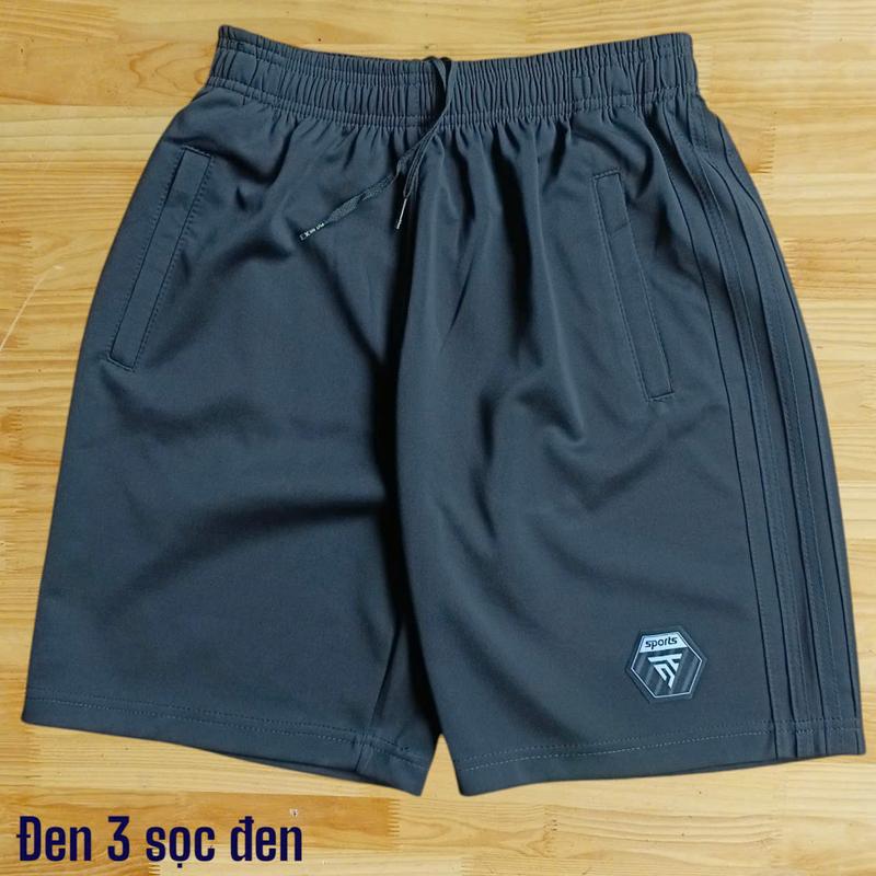 Quần Short Nam, Phối sọc Đen, Vải Thun Poly Co Giản Bốn Chiều, Thoáng Mát Menswear Quần Lửng Voi Ong gojo   quần