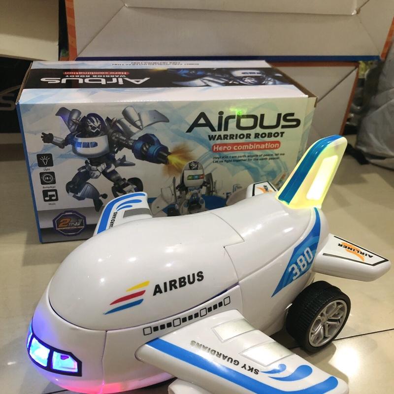 Mainan Pesawat airbus bisa jadi robot lampu dan suara 3
