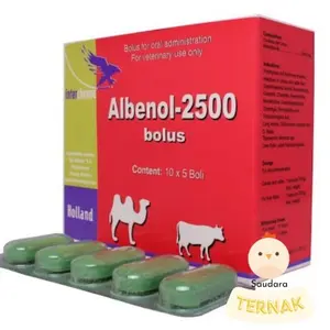 Albenol Bolus 2500 1 Strip isi 5 Obat Cacing Sapi Kerbau Impor Holland
