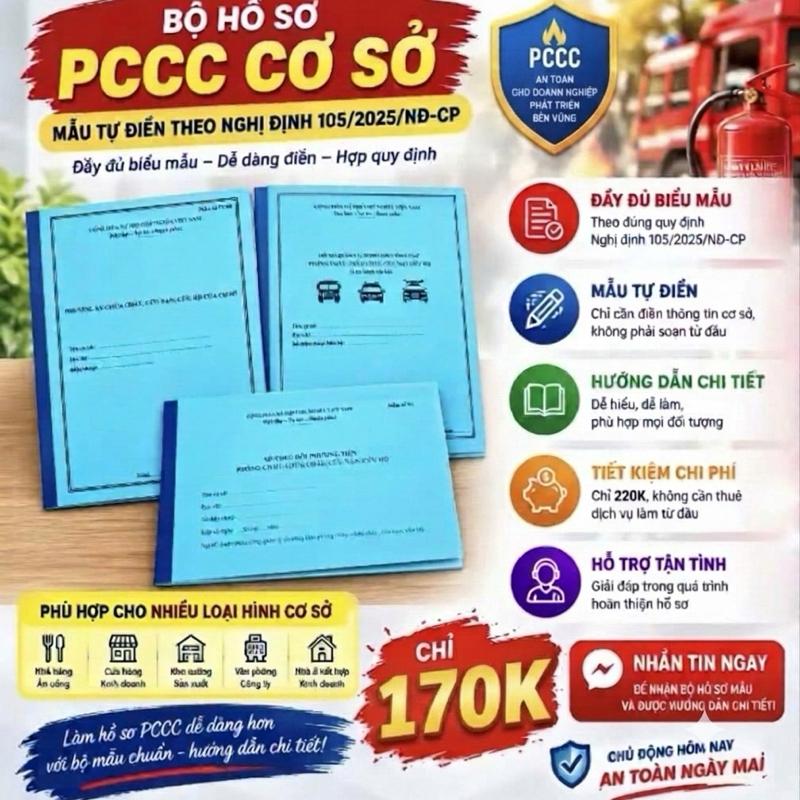 Bộ Hồ Sơ PCCC Tự Điền Có Hướng Dẫn Theo Nghị Định 105/2025/ND-CP - Mẫu Tiện Dụng & Tiết Kiệm Chi Phí