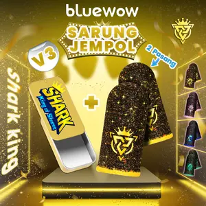 Bluewow Sarung Jempol Gaming Shark King Gen5/V5/V4/V3 Logo Reflective Free Sensitifitas Game | Aksesoris Game FF & MM Legends By bluewow