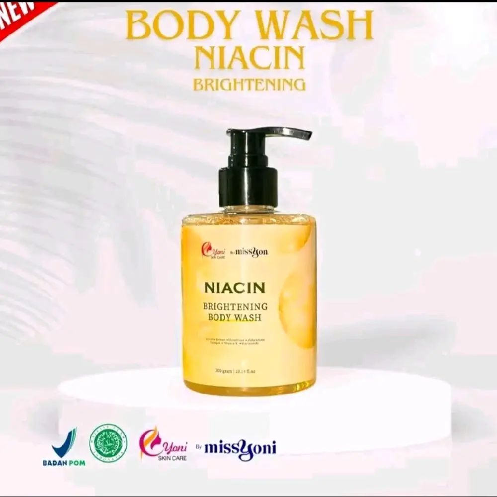 Yoniskincare - Niacin Brightening Body Wash 300g - Moisturizer Smoothing melembabkan menghaluskan & melembutkan kulit - Soap Cair Mandi Pencerah Mencerahkan Lightening Niacinamide Hydrating Hyaluronic Acid