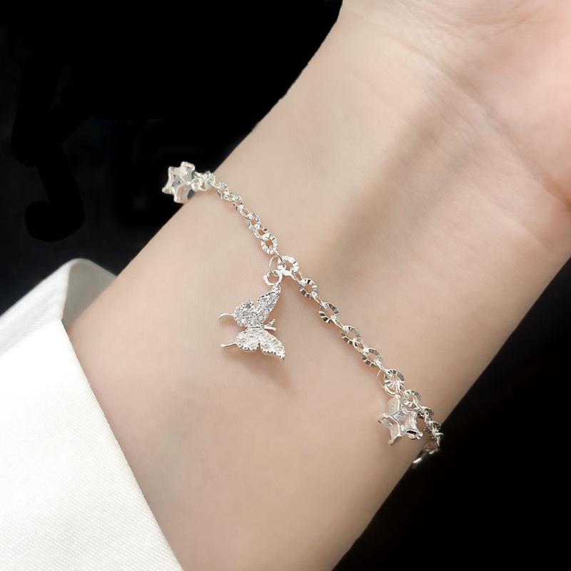 Lắc Tay Nữ The Sky Hình Bướm Ngôi Sao Đính Đá - Vòng Tay Nữ Dây Hoa Mai Xinh Xắn TSLT009