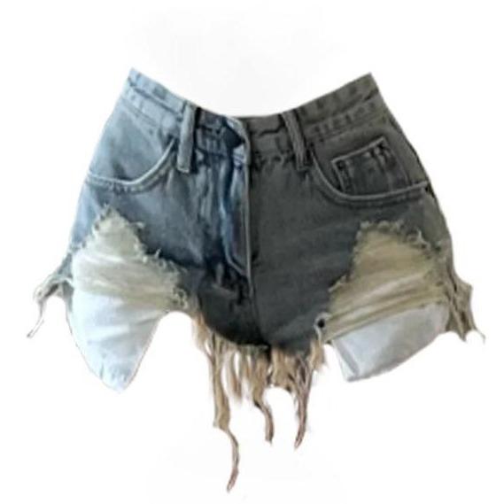 Quần Jean Rách Phong Cách Retro Mỹ Tinh Khiết Cho Nữ, Quần Ống Rộng Eo Thon Cao Cho Bé Gái Nóng Bỏng, Quần Short Thường Ngày Gợi Cảm, Mùa Hè, Women Denim，quần jean rách eo cao khoe dáng chân dài，phong cách Hàn Quốc 0