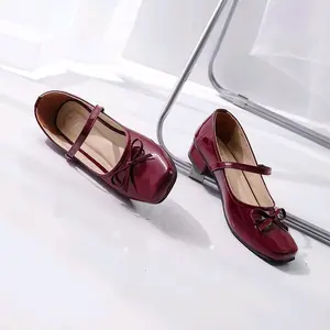 Sepatu Wanita Shiren Style Heels 3cm Anti Slip dengan Pita Cantik dan Tali Gesper - Shoes sepatupantofel koreanstyle coquette Pesta