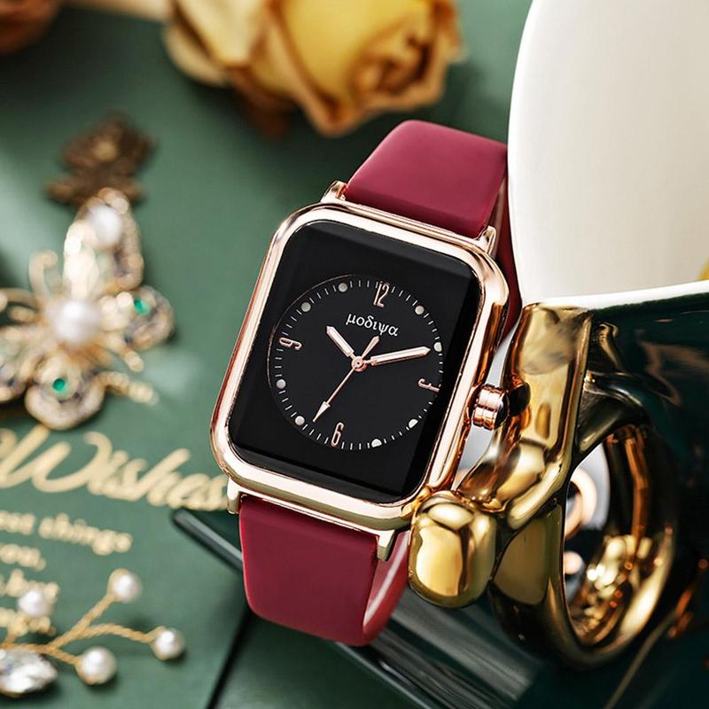Product Introduction of Glow-in-the-dark Quartz Watch Network Red Fashion Silica Gel Square Watch 36