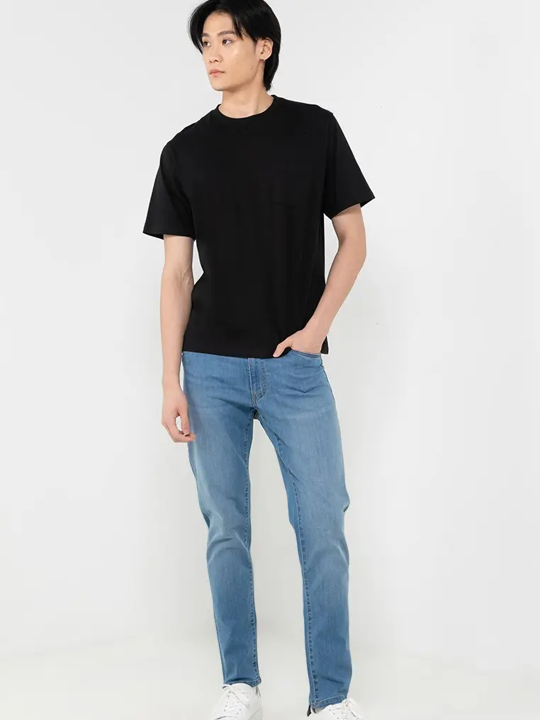 Men Cotton Crew Neck Pocket Tee