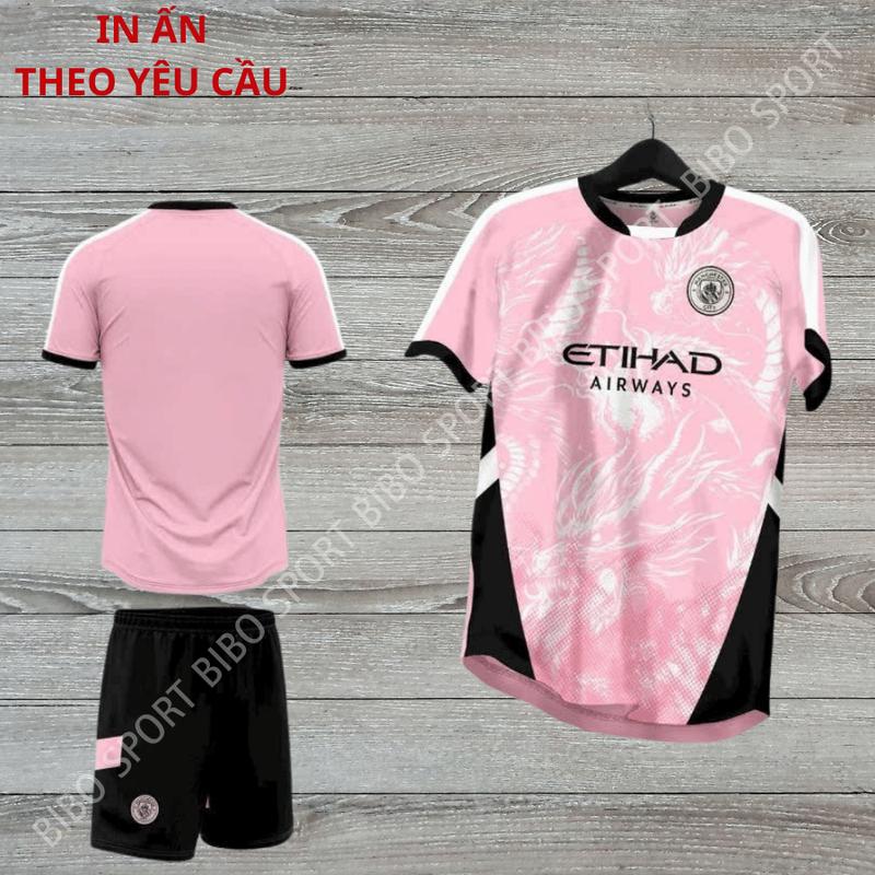 Bộ quần áo bóng đá Man City Hồng  - vải mè ZicZac DK -in TÊN + SỐ theo yêu cầu