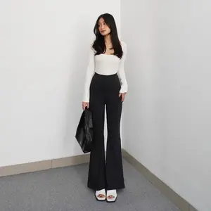 AMY - Celana Highwaist Cutbray Scuba Premium Flare Pants Wanita Karet Full Tebal Nyaman Panjang 100cm Basic